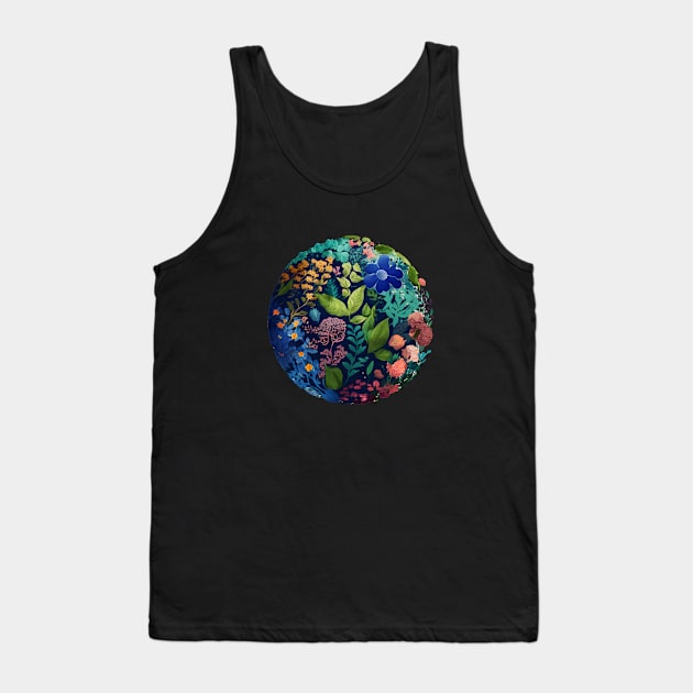 Green Living Happy Earth, plantlover Tank Top by A Floral Letter Capital letter A | Monogram, Sticker